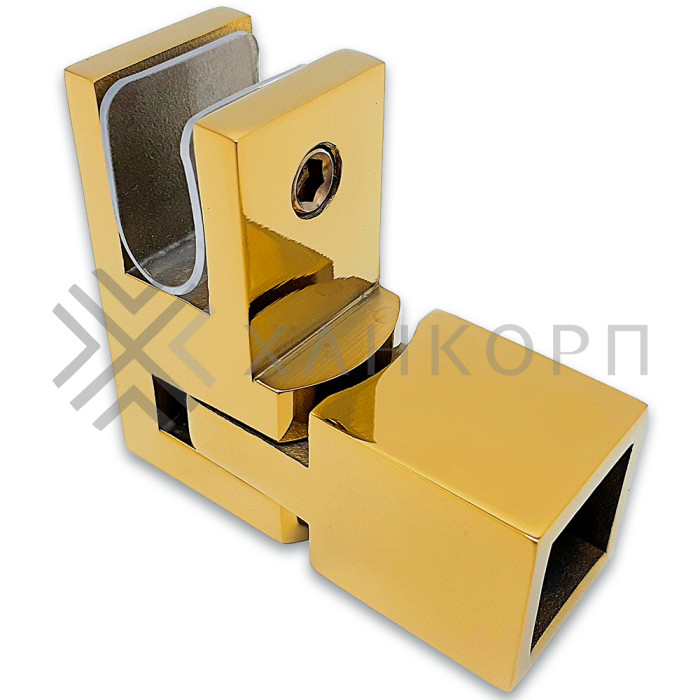 Держатель стекла FDC-52, 15х15 торцевой регулируемый, нержавейка/золото
