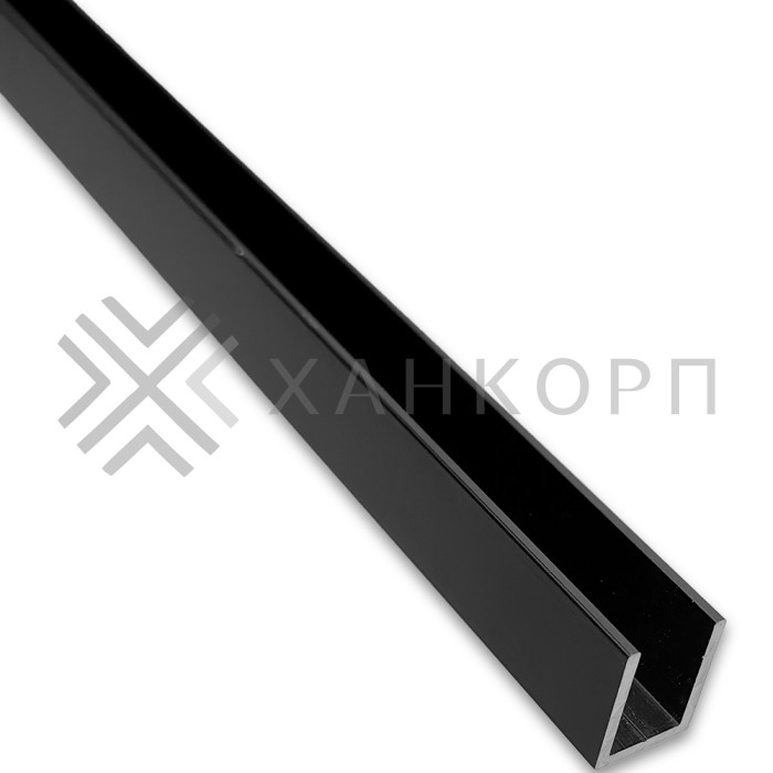 Профиль опорный FDPA-52.22, 15х12х1,5 мм под стекло 8 мм, 2,2 м, алюминий/черный