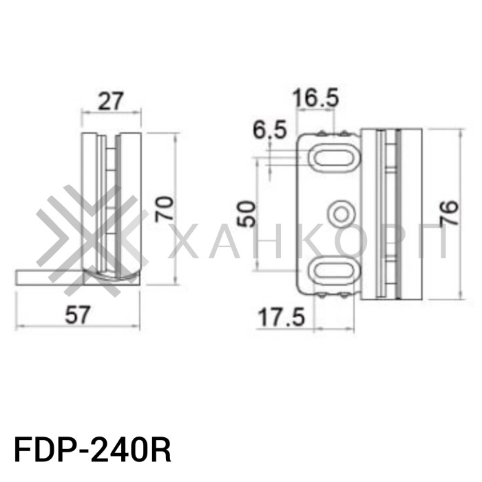 Петля Фурия FDP-240R стена-стекло 90° правая, с подъемным механизмом, латунь/черный