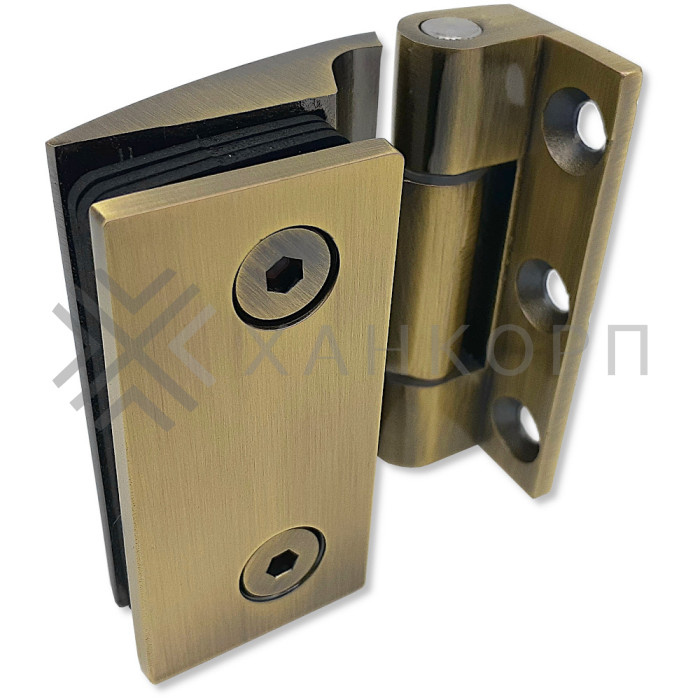 Петля Европа FDP-114 стена-стекло 90° без крышек, нержавейка/бронза