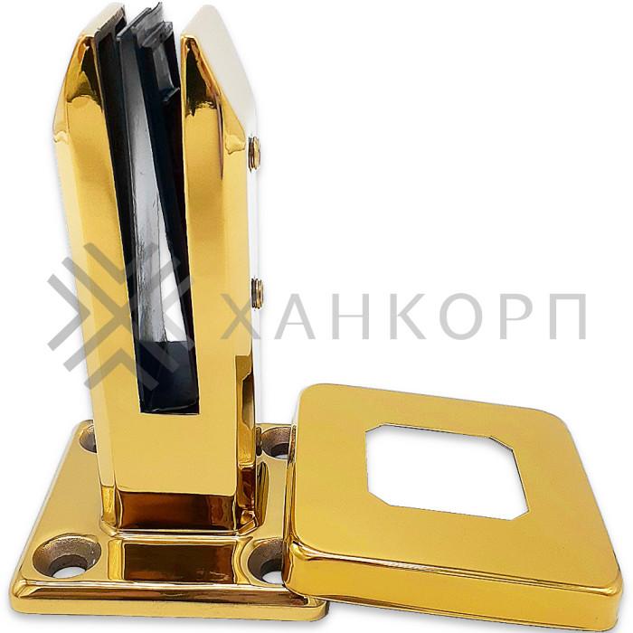 Стойка FOS-02 для стекла напольная 95х160 мм без сверления, нержавейка/золото