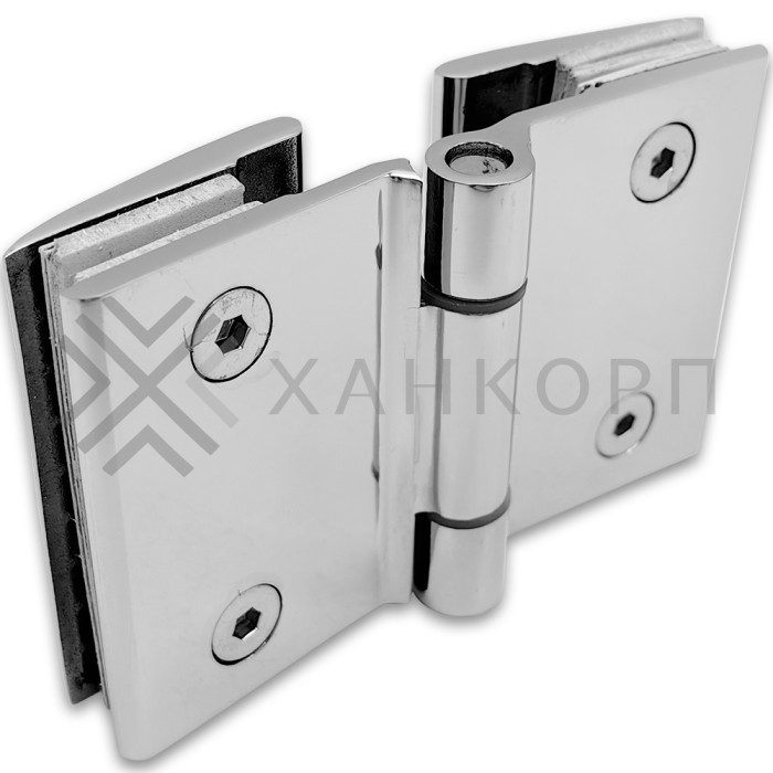 Петля Европа FDP-117 с обратной осью стекло-стекло 180˚ без крышек, нержавейка/полированный