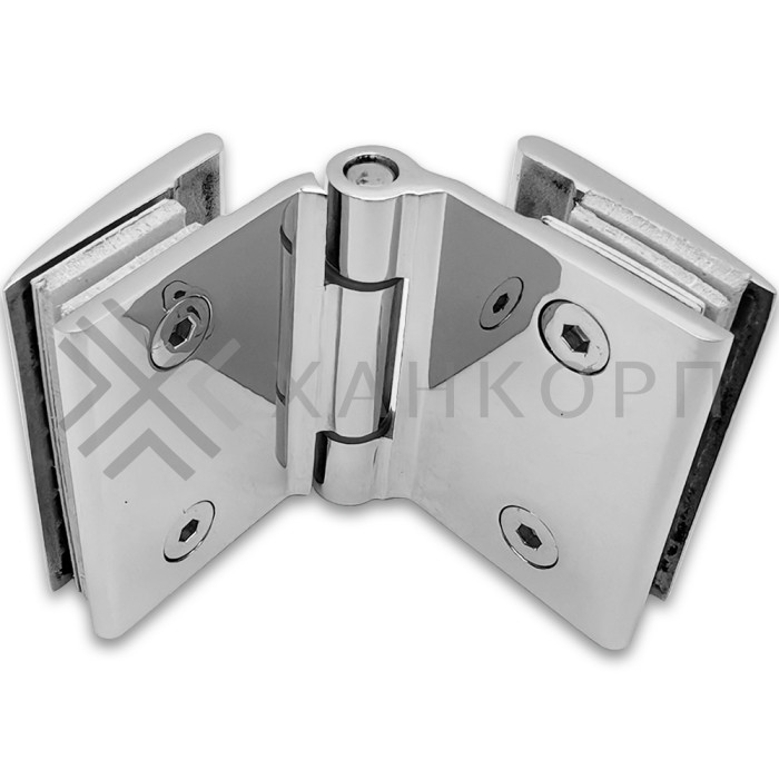 Петля Европа FDP-117 с обратной осью стекло-стекло 180˚ без крышек, нержавейка/полированный