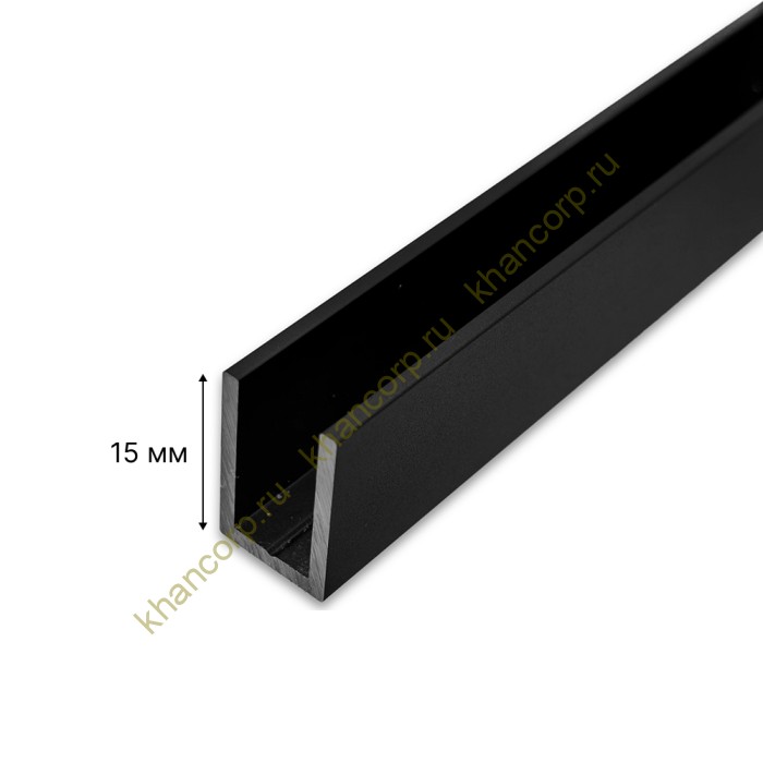 Профиль FDPA-52.3 опорный 15х12х1,5 мм под стекло 8 мм, 3 м, алюминий/черный