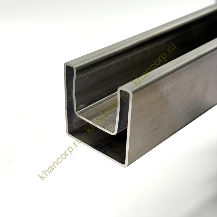 Труба FOP-40p с пазом 24*24мм, профильная, 40*40*1.5*5800 мм, GRIT 320, нержавейка/матовый