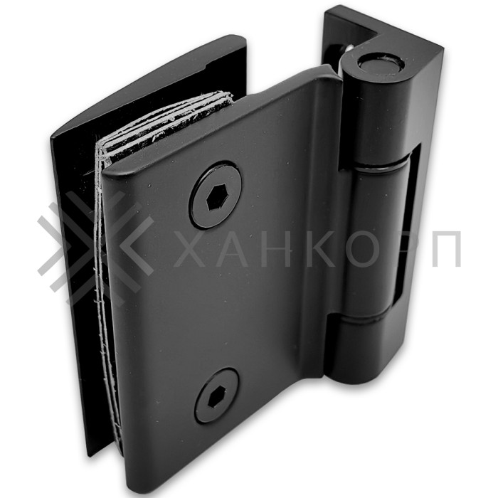 Петля Европа FDP-116  с обратной осью стена-стекло 90° без крышек, нержавейка/черный