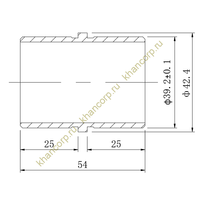 Соединительная муфта FOP-42.06 внутренняя, для трубы Ø42.4*1.5 мм, GRIT 600, нержавейка/полированный