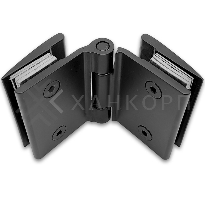 Петля Европа FDP-117 с обратной осью стекло-стекло 180˚ без крышек, нержавейка/черный