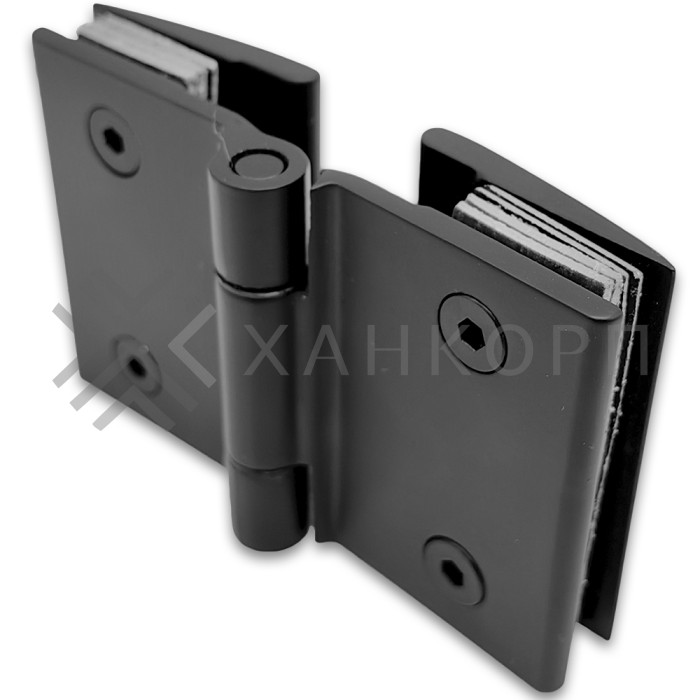 Петля Европа FDP-117 с обратной осью стекло-стекло 180˚ без крышек, нержавейка/черный