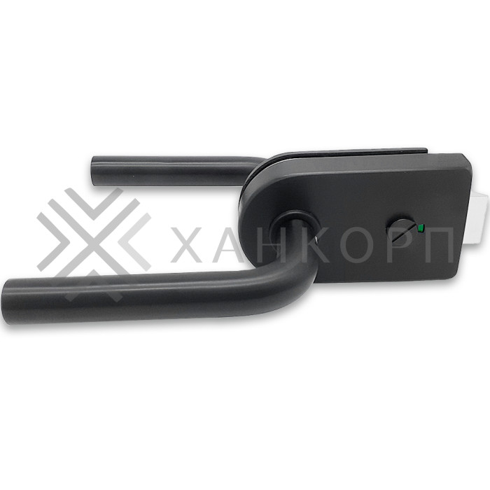 Замок сантехнический FMZ-32.1 для двери из стекла, с притвором, алюминий/черный