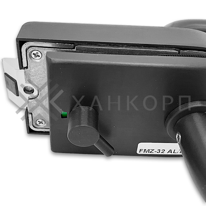 Замок сантехнический FMZ-32.1 для двери из стекла, с притвором, алюминий/черный