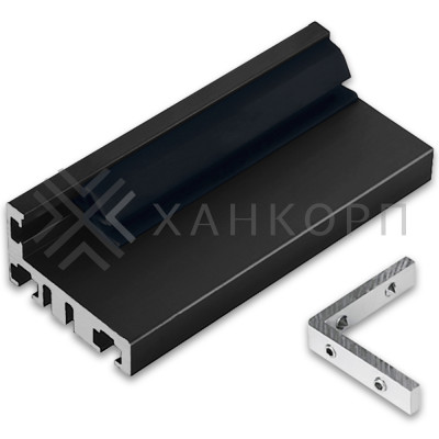 Комплект дверной коробки FDM-63, L-образный 2.5 м, алюминий/черный