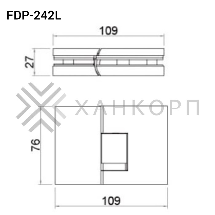 Петля Фурия FDP-242L стекло-стекло 180° левая, с подъемным механизмом, латунь/черный