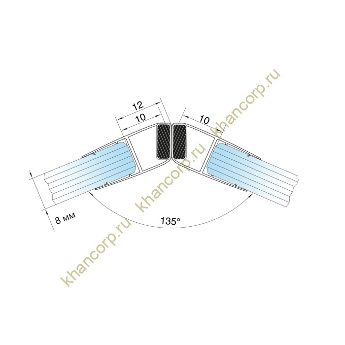 ПРЕМИУМ Уплотнитель магнитный 135°, 180° прозрачный 3 м под стекло 8мм, FDPP-521.8 