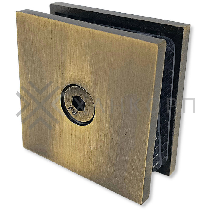 Коннектор Альфа FDK-12 стена-стекло 90˚ нержавейка/бронза