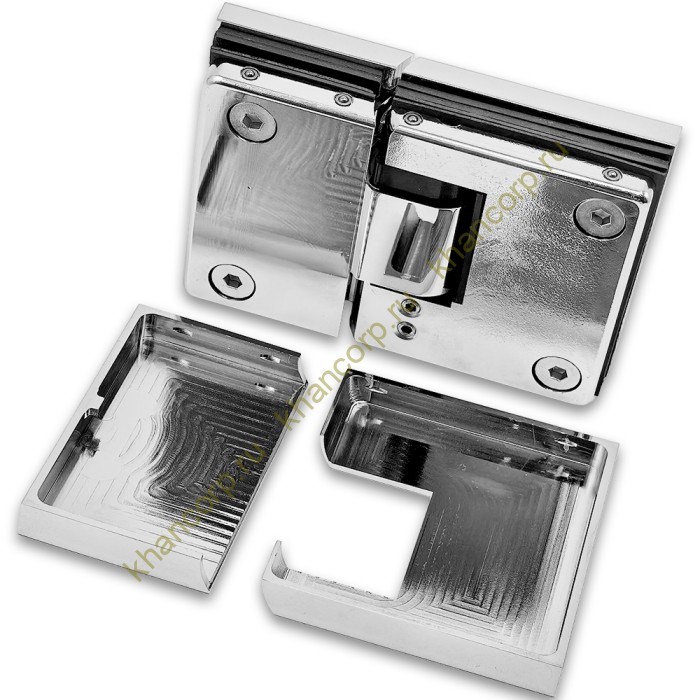 Петля Фурия FDP-242R стекло-стекло 180° правая, с подъемным механизмом, латунь/хром