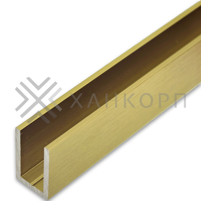 Профиль FDPA-51.3 п-образный 19х12х1,75 мм под стекло 8 мм, 3 м, алюминий/брашированное золото