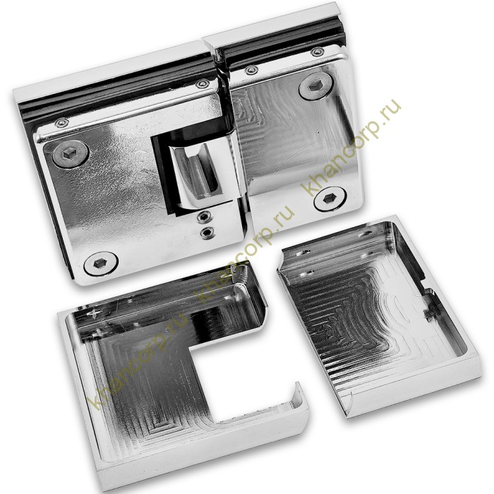 Петля Фурия FDP-242L стекло-стекло 180° левая, с подъемным механизмом, латунь/хром