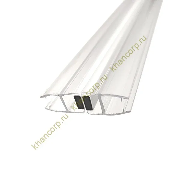 Уплотнитель ПРЕМИУМ магнитный 180° прозрачный, белый магнит 2.2 м под стекло 8 мм FDPP-503.8