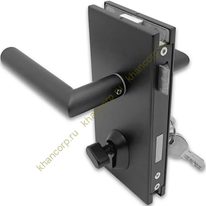 Замок FMZ-34 для межкомнатной двери из стекла ключ/защелка, нержавейка/черный
