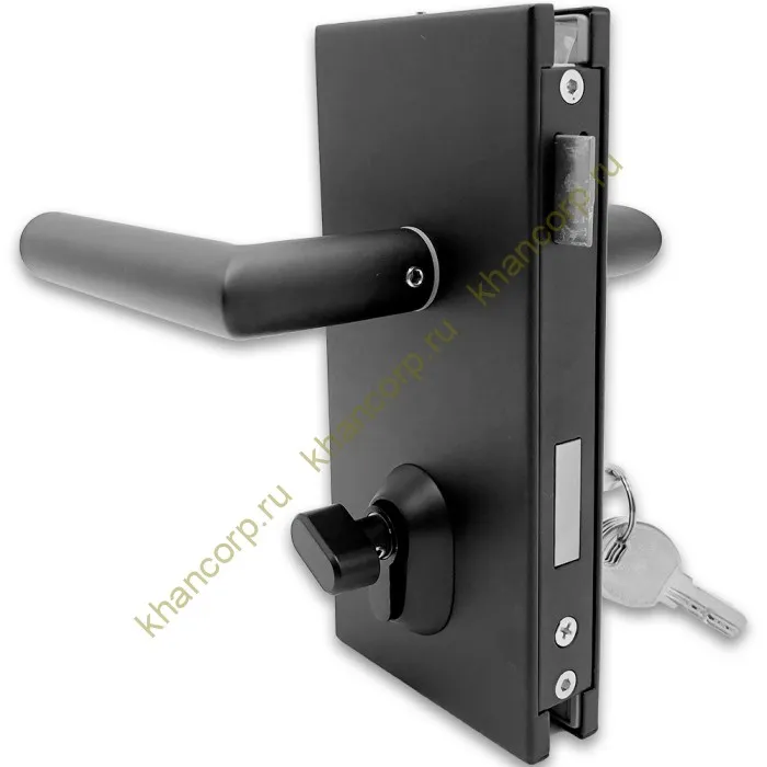 Замок FMZ-34 для межкомнатной двери из стекла ключ/защелка, нержавейка/черный