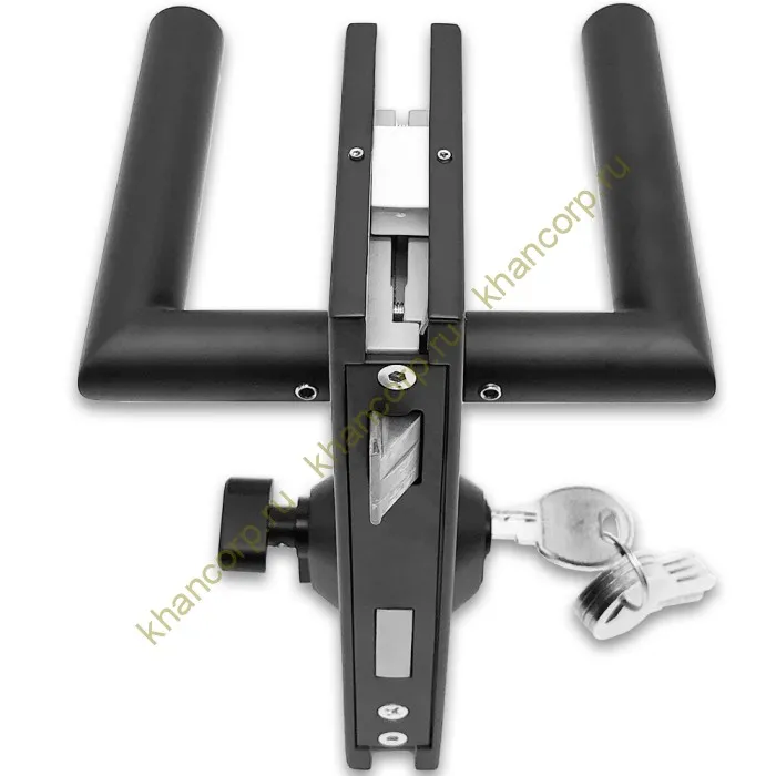 Замок FMZ-34 для межкомнатной двери из стекла ключ/защелка, нержавейка/черный