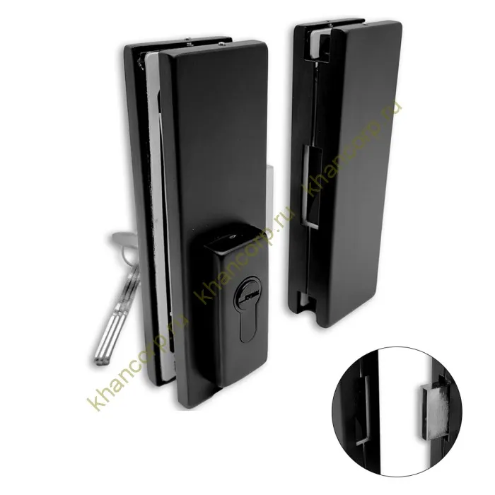 Замок FKZ-40 центральный с ответной частью ключ/ключ, нержавейка/черный