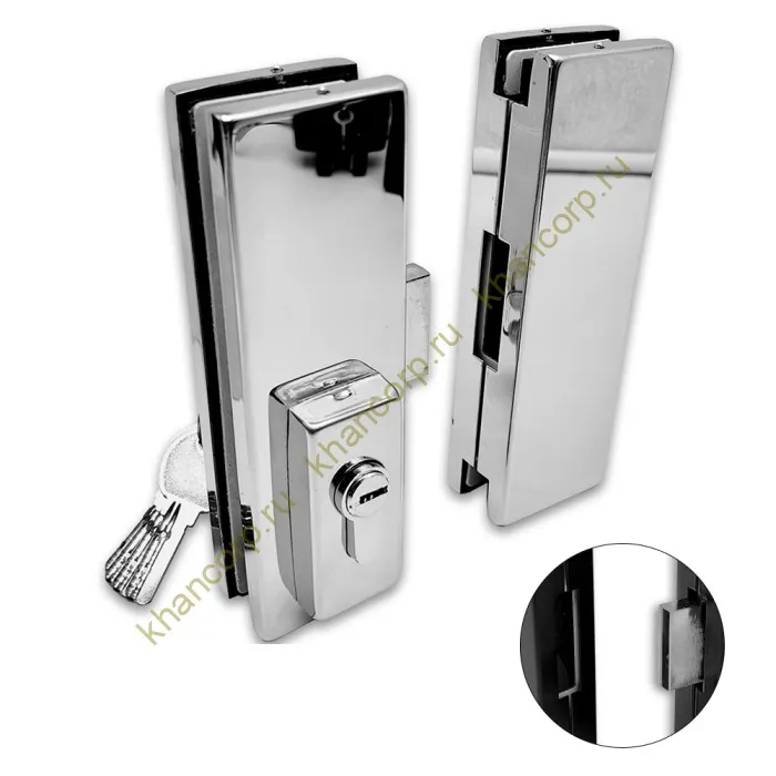 Замок FKZ-40 центральный с ответной частью ключ/ключ, нержавейка/полированный
