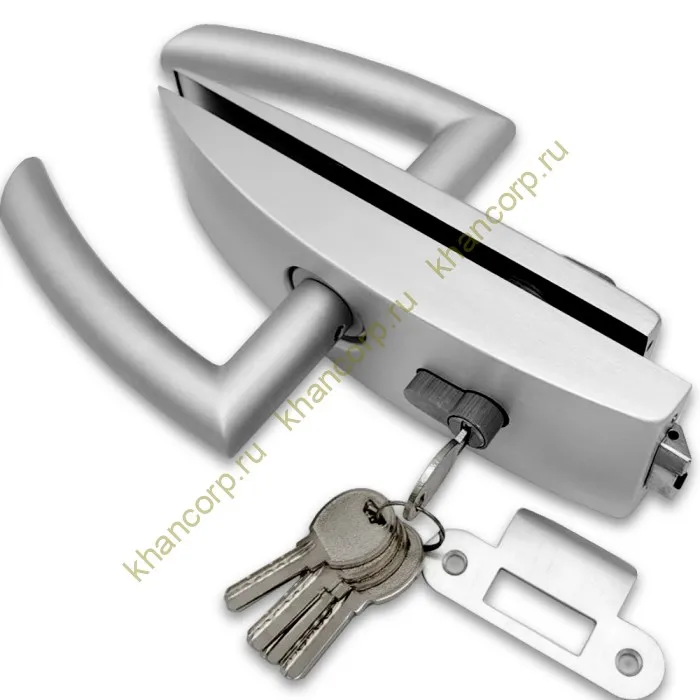 Замок FMZ-35 для межкомнатной двери из стекла, с притвором, ключ/защелка, алюминий/анодированный