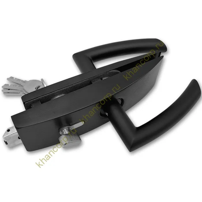 Замок FMZ-35 для межкомнатной двери из стекла, с притвором ключ/защелка, алюминий/черный