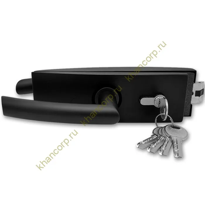 Замок FMZ-35 для межкомнатной двери из стекла, с притвором ключ/защелка, алюминий/черный