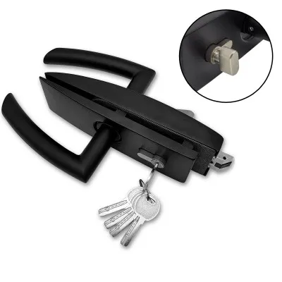 Замок FMZ-35 для межкомнатной двери из стекла, с притвором ключ/защелка, алюминий/черный