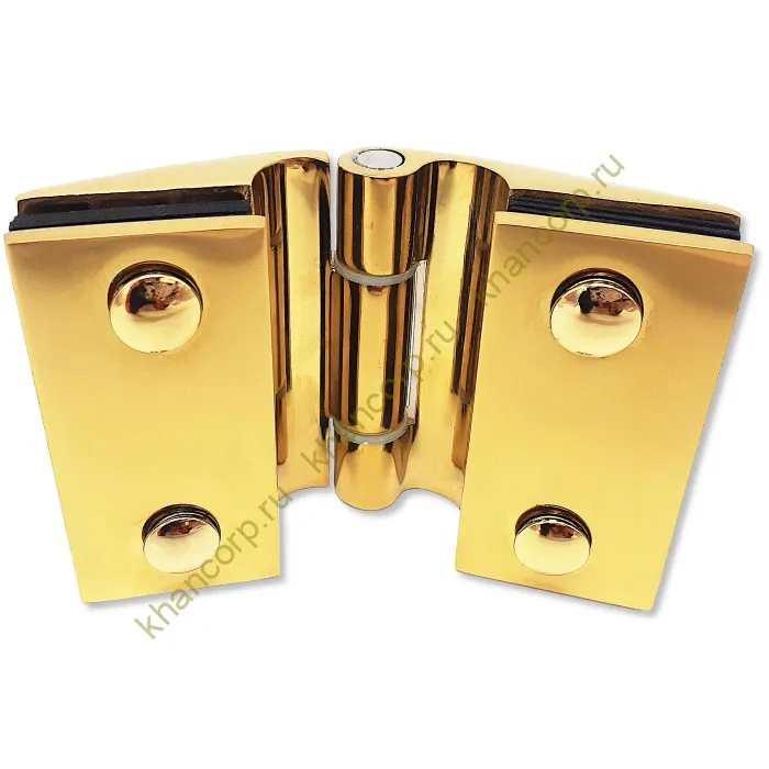 Петля Европа FDP-115 стекло-стекло 180˚ без крышек, нержавейка/золото