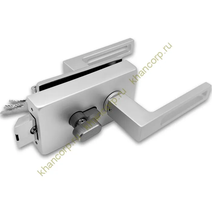 Замок FMZ-36 для межкомнатной двери из стекла, с притвором, ключ/защелка, алюминий/анодированный