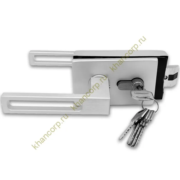 Замок FMZ-36 для межкомнатной двери из стекла, с притвором, ключ/защелка, алюминий/анодированный