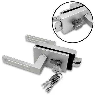 Замок FMZ-36 для межкомнатной двери из стекла, с притвором, ключ/защелка, алюминий/анодированный