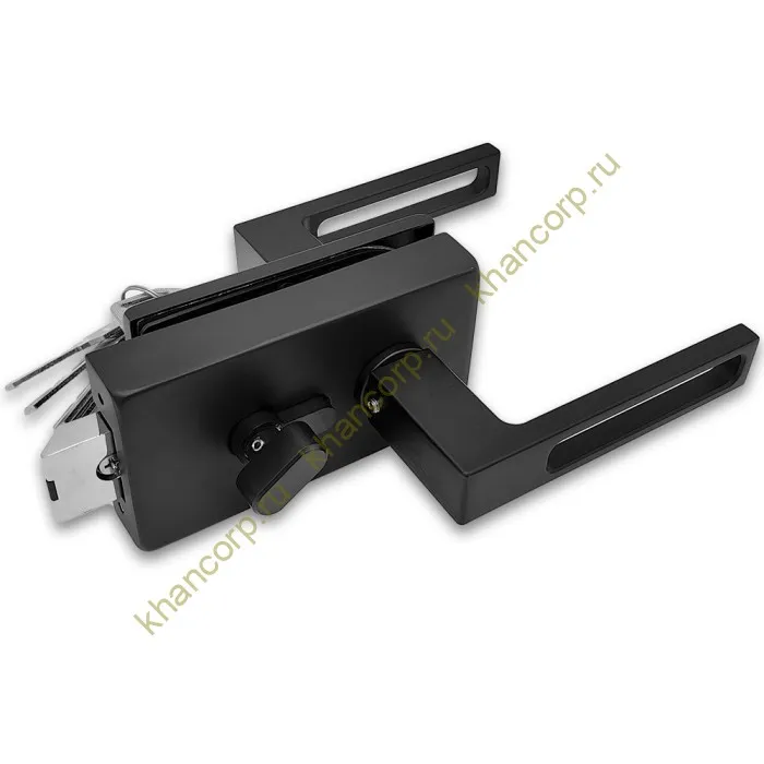 Замок FMZ-36 для межкомнатной двери из стекла, с притвором, ключ/защелка, алюминий/черный