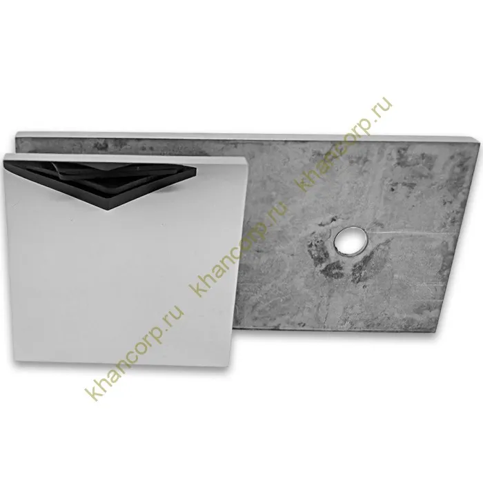 Коннектор Альфа α FDK-15 стена-стекло 180˚ с пластиной, нержавейка/полированный