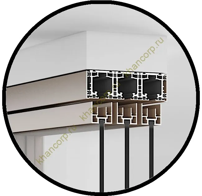 Комплект раздвижной системы Диона DSK-190.1.2.1 AL/BL на 1 дверь (1+1) открытое крепление в потолок, алюминий/черный