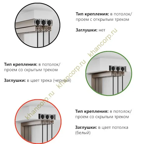 Комплект раздвижной системы Диона DSK-190.1.2.1 AL/BL на 1 дверь (1+1) открытое крепление в потолок, алюминий/черный