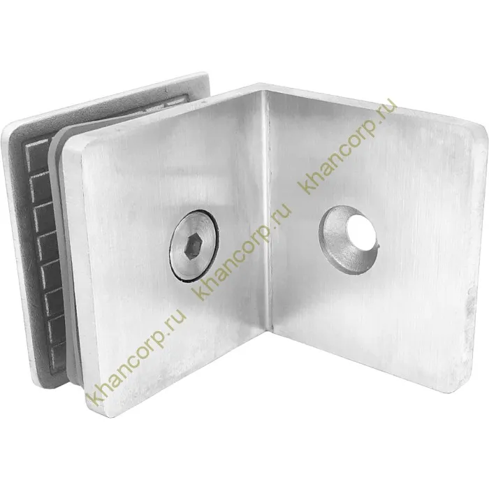 Коннектор Бета β FDK-23 стена-стекло 90˚ с пластиной, нержавейка/матовый