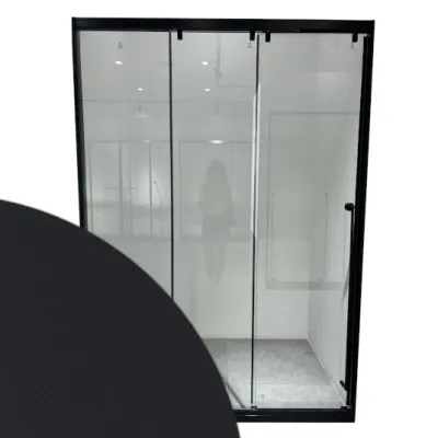 Раздвижная система Нимфа FDS-9.1 в проем телескопическая, нержавейка/черный