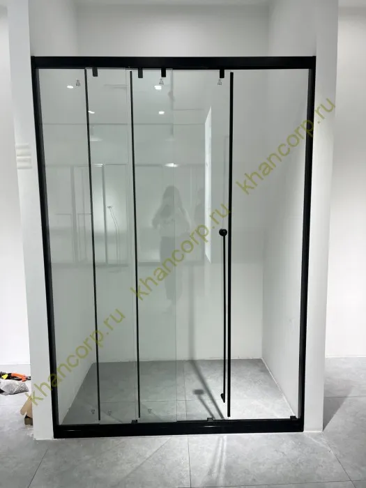 Раздвижная система Нимфа FDS-9.1 в проем телескопическая, нержавейка/черный