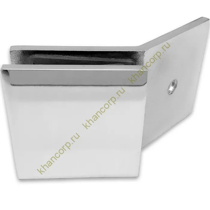 Коннектор Альфа α FDK-17 стена-стекло 135˚ с пластиной, нержавейка/полированный