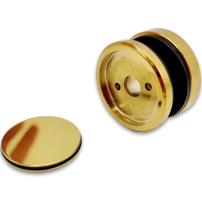 Точечное крепление FKK-29, 6 мм с крышкой без зенковки Ø35 мм для стекла 10 мм, нержавейка/золото