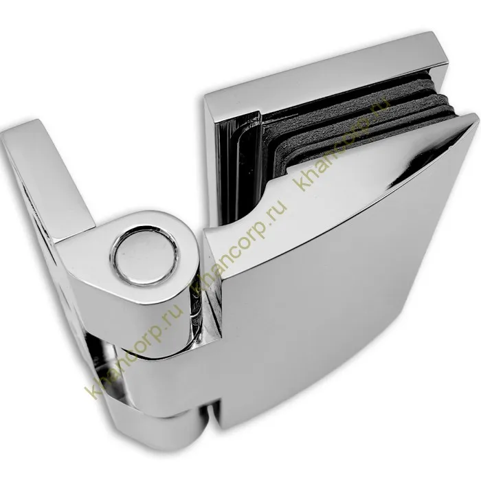 Петля Европа FDP-118 стена-стекло 90° с крышками, латунь/хром