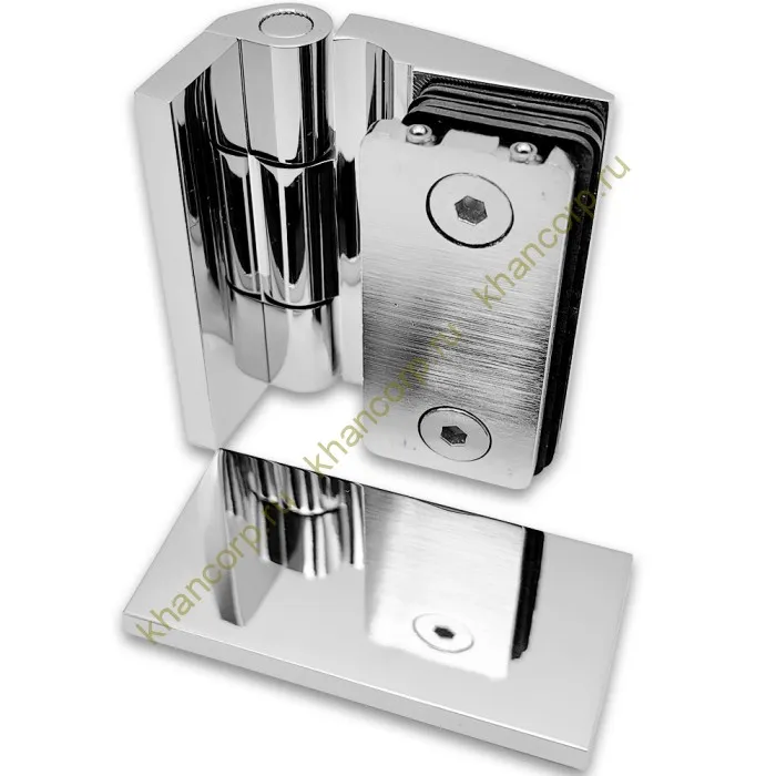 Петля Европа FDP-118 стена-стекло 90° с крышками, латунь/хром