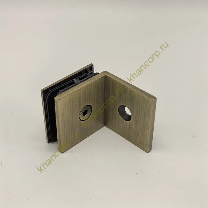 Коннектор Бета β FDK-23 стена-стекло 90˚ с пластиной, нержавейка/бронза