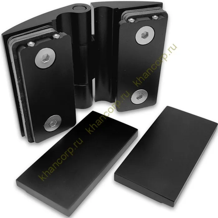 Петля Европа FDP-119 стекло-стекло 180˚ с крышками, латунь/черный