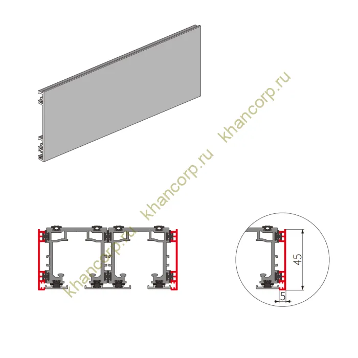 Крышка трека FDS-192.3 боковая для раздвижной системы FDS-19, длина 3м, алюминий/черный